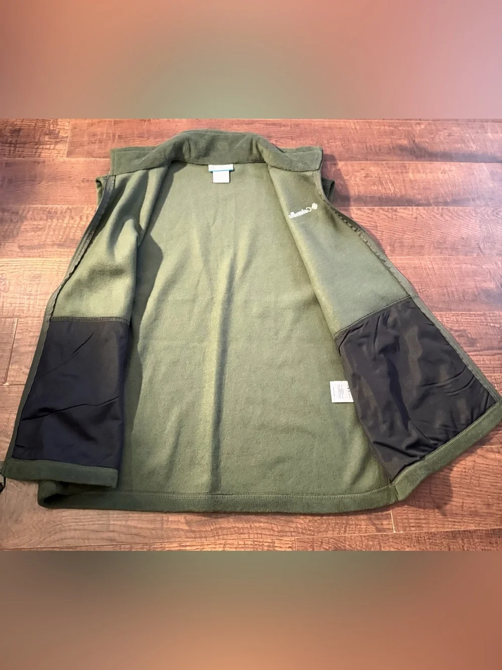 Columbia Fleece Vest Men's Green Olive Full Zip Sleeveless Outdoor Jacket Size L